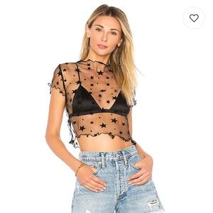 Superdown x Revolve ⭐️ Sandra Mesh Star Top in Black